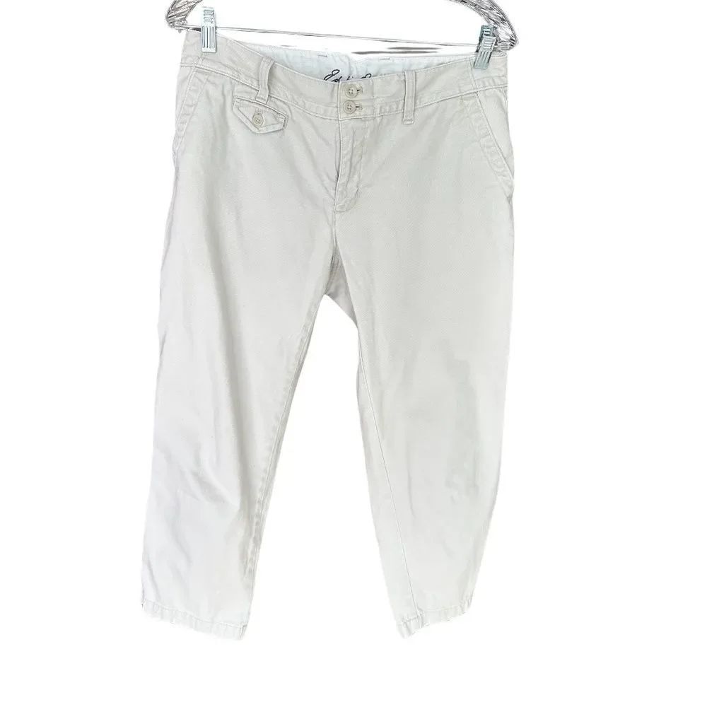 Eddie Bauer Women's Cropped Pant Blakely Fit / Chino Heritage Wash Tan-Khaki 8